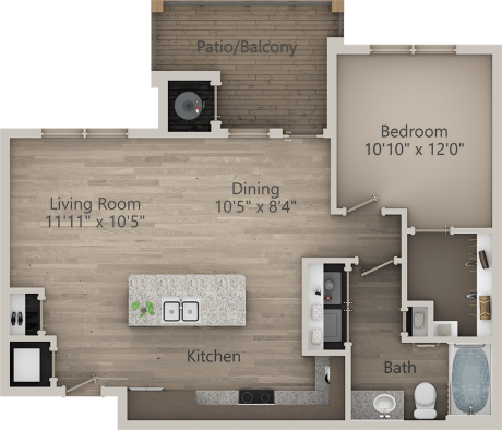 the floor plan for a two bedroom apartment at The 